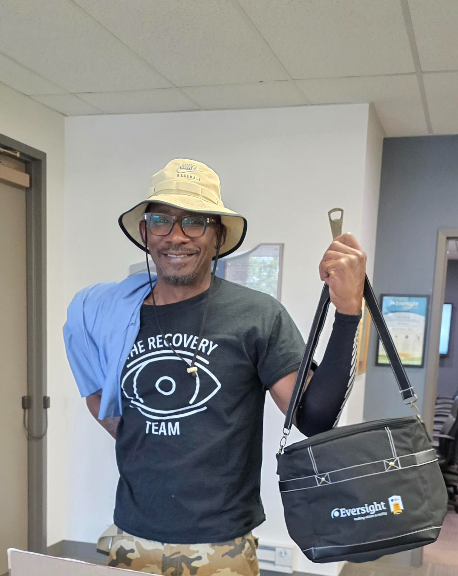 Davis Wilson with the Eversight Top Workplaces cooler