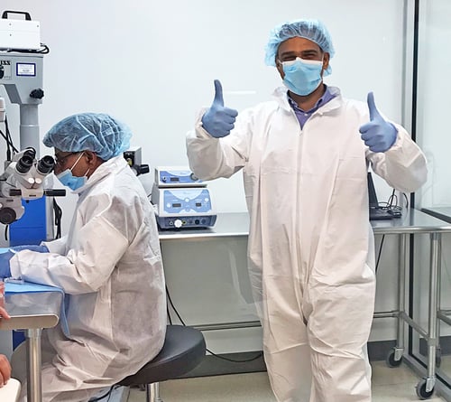 Seven surgeons from Jordan, Pakistan and Palestine visited Eversight to learn about eye banking and how tissue is prepared for corneal transplantation.